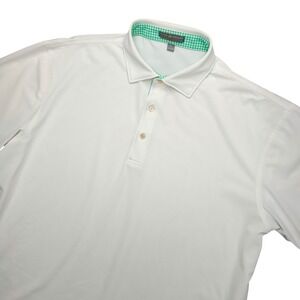 Peter Millar Polo Shirt Mens Large White Summer Comfort Golf Performance Stretch